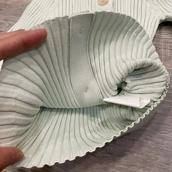 JONATHAN SIMKHAI Shirt‎ Womens Small Elsi Rib Polo Cardigan Pistachio Green Top - Picture 13 of 16